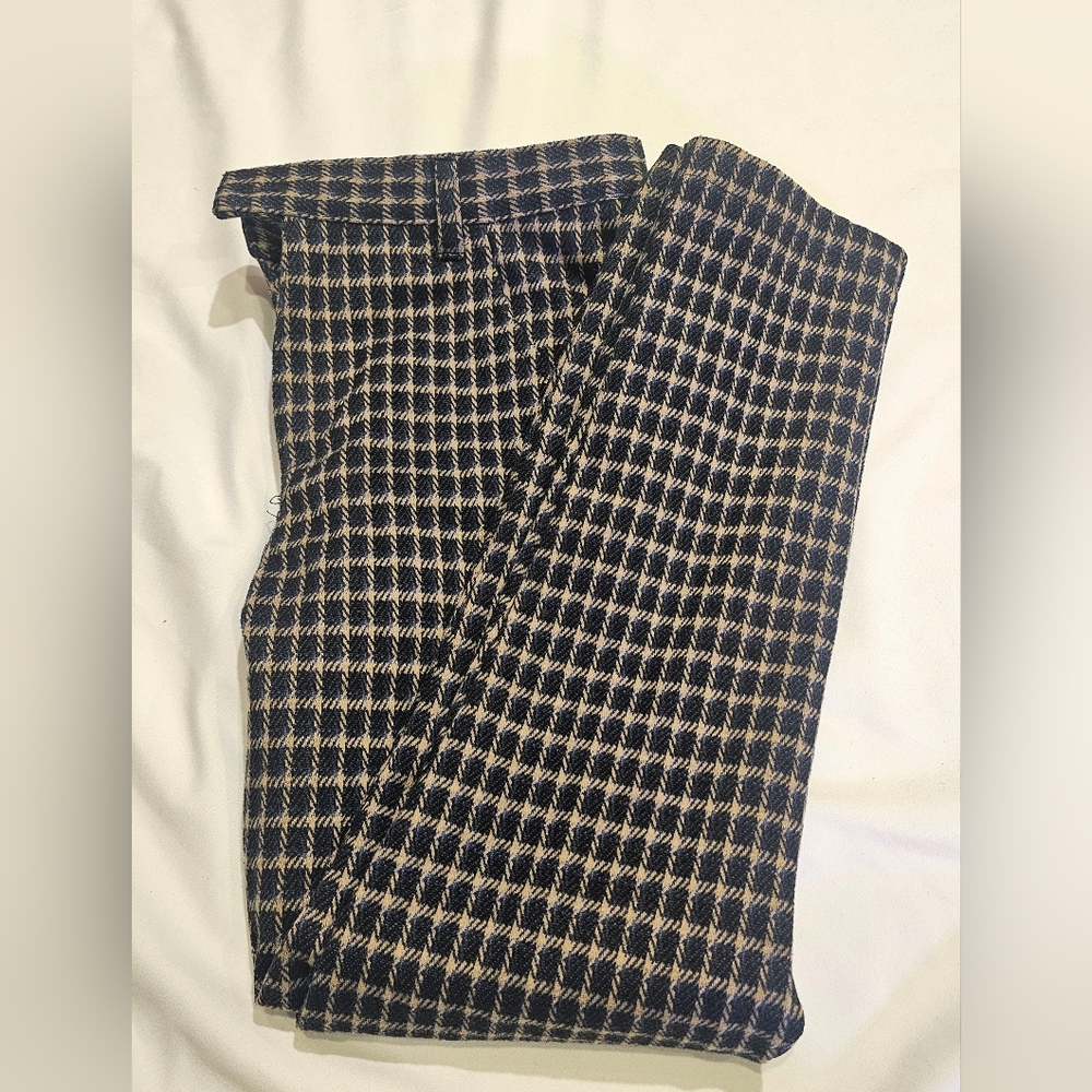 Klai Girls Dress Pants- Houndstooth- Black And Tan Plaid- Size 7